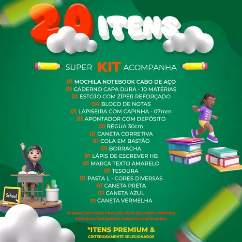 Material Escolar Kit Completo Ensino Fundamental Médio Facul