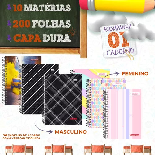 Material Escolar Kit Completo Ensino Fundamental Médio Facul