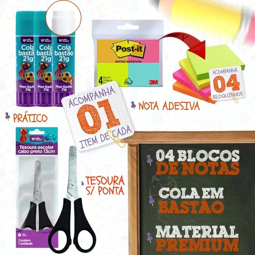 Material Escolar Kit Completo Ensino Fundamental Médio Facul