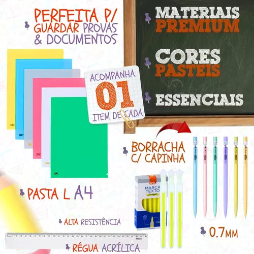 Material Escolar Kit Completo Ensino Fundamental Médio Facul